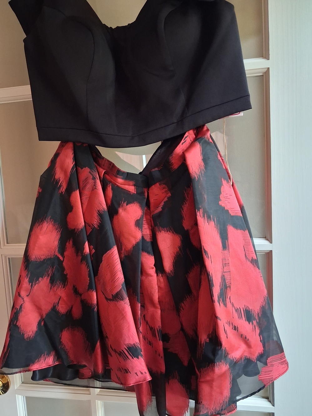 Dave & Johnny Black and Red Floral Circle Skirt